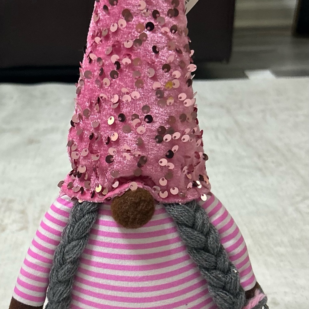 Pink Sequin Gnome Doll with Braided Hair